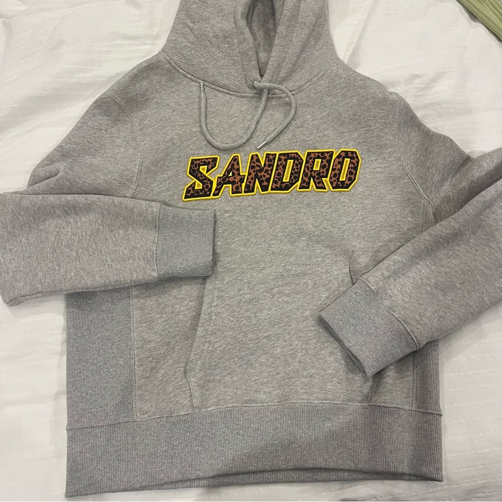 Sandro animal print logo gray hoodie